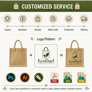Fashion Style Jute Grocery <b>Bags</b> Letter Pattern <b>Medium</b> <b>Size</b> Non Woven Handle Customizable Closure for Eco-Friendly Daily - Product Image 6