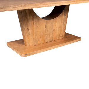 Mesa de Comedor Moderna y Elegante de Madera de Mango Maciza, Estilo Europeo, con Base de Pedestal Cuadrada, Acabado Natural - Product Image 4