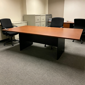 Rectangular Conference <b>Table</b> Wood Veneer Contemporary <b>Office</b> Furniture Metal Legs Stable Design Commercial Use - Product Image 1
