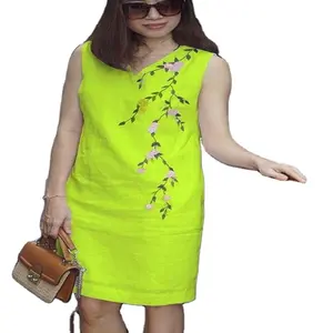 Оптовая продажа модное летнее пляжное платье в стиле бохо с V-образным вырезом, женское мини-платье с 3/4 рукавом и цветочным принтом, повседневное богемное пляжное платье