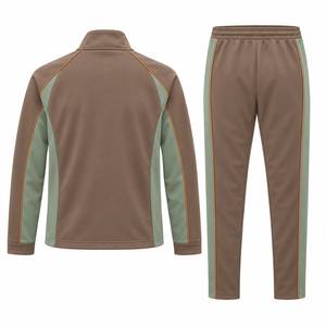Ensemble de survêtement marron et vert, style sportif, entièrement zippé, unisexe, pour adulte, collection automne - Product Image 3