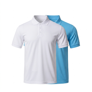 Polo personnalisé à séchage rapide, manches courtes, pour le golf, uni, décontracté, vente en gros, blanc, bleu ciel, polos en polyester de couleur unie - Product Image 1