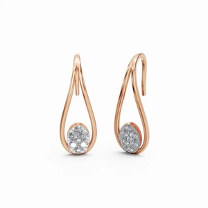 Boucles d'oreilles en or rose avec diamants naturels taille brillant rond, style minimaliste pour le quotidien féminin - Product Image 3
