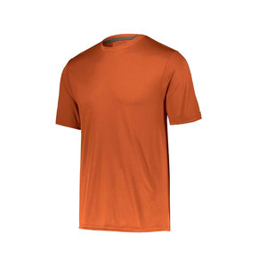 T-shirt à manches courtes pour homme, orange, 100% polyester, séchage rapide, coupe classique, vêtements décontractés, col rond, couleur unie, jersey tricoté, décontracté - Product Image 3