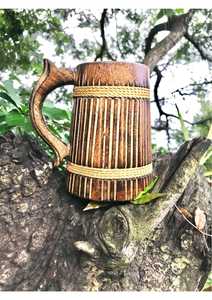 Chope à bière rustique en bois faite à la main : Chope viking, tasse à café - Product Image 3
