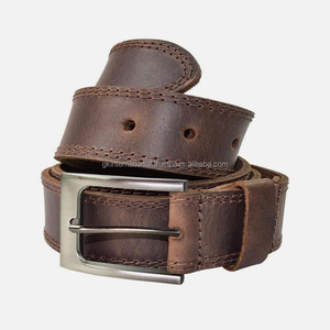 Ceinture décontractée en cuir pour hommes de haute qualité en cuir de vache marron avec boucle à ardillon en cuir supérieur logo et couleur personnalisés - Product Image 4