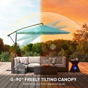 Ombrellone da Patio Blu Cielo da 3 Metri con Copertura, a Sbalzo, con Manovella Girevole a 360° e Inclinazione, per Applicazioni in Palestra, Raggio 2,7m - Product Image 5