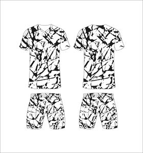 Uniforme de fútbol sublimado personalizado para hombre con camiseta con estampado de salpicaduras de pintura abstracta en blanco y negro y pantalones cortos a juego - Product Image 1