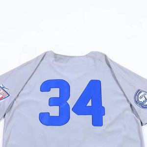 Maillot de baseball des Dodgers de Newark pour homme, gris, manches courtes, en sergé, avec boutons sur le devant, vêtement de sport, coupe régulière pour adulte - Product Image 5