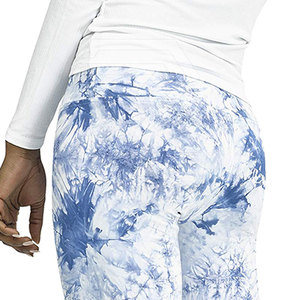 High Waist Tie Dye <b>Leggings</b> <b>Women</b> Full Length Stretch Knitted Sporty Blue <b>White</b> Pattern Plus Size Fitness Wear - Product Image 1