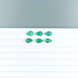 Émeraudes zambiennes naturelles calibrées en forme de poire 6x9mm, pierres précieuses facettées naturelles pour la création de bijoux, prêtes à l'emploi - Product Image 2