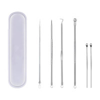 Kit professionnel d'élimination de l'acné, ensemble d'outils en acier inoxydable pour éliminer les points noirs, pour les soins de la peau du visage et l'utilisation quotidienne en beauté