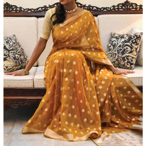 Indian New Trendy <b>Designer</b> Soft Banarasi Saree Embroidery Heavy Pallu Same Weaving Border Blouse Winter Floor-Length - Product Image 5