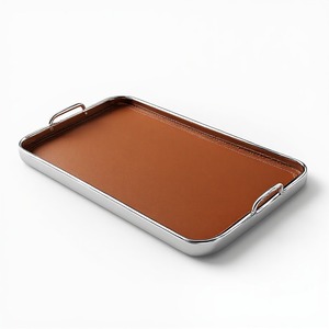 Plateau décoratif en cuir de luxe, conçu pour l'hôtellerie élégante et les espaces résidentiels, offrant un aspect raffiné et une longue durée de vie. - Product Image 2