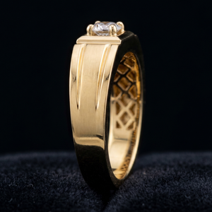 Bague de fiançailles de luxe pour homme en or 14 carats avec diamant de laboratoire certifié IGI |   Solitaire Rond Brillant |   Fournisseur de bijoux en gros - Product Image 2