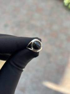 <b>Solid</b> 925 Sterling <b>Silver</b> Pave Setting Handmade Vintage Classic Women Wedding Best Selling Natural Black Obsidian Cabochon Ring - Product Image 3