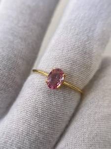 Anillo de zafiro rosa antiguo con corte ovalado, anillo de compromiso vintage de plata de ley 925 chapado en oro de 14 quilates, joyería para ella. - Product Image 6