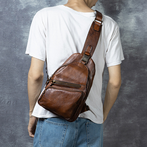 Bolso de Hombro de Cuero Genuino Hecho a Mano para Hombre, Estilo Vintage, con Cierre de Cremallera, Impermeable, Sensación Premium, Personalización al por Mayor - Product Image 3