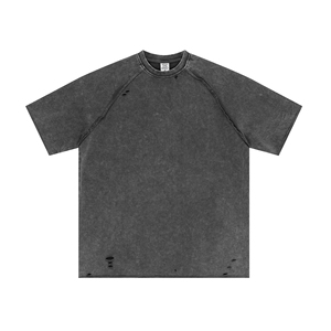 Camiseta de algodón estilo acid wash para hombre, holgada, oversize, vintage, informal, con logo, al por mayor - Product Image 3