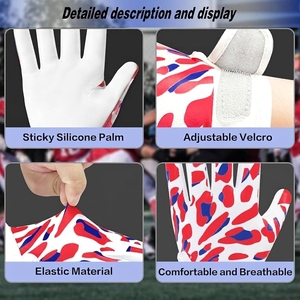 Gants de football américain personnalisés OEM à doigts entiers, en cuir synthétique respirant, avec grip adhésif et fermeture auto-agrippante, unisexes - Product Image 6
