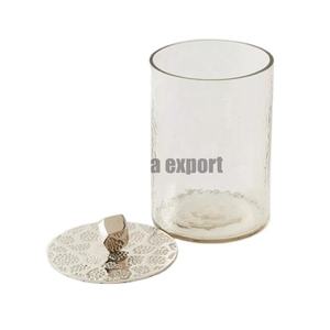 Fancy Decorative Silver Metal Lid <b>Glass</b> Canister Kitchen Ware Cookies and Dry Fruit Storage <b>Glass</b> Canister <b>Jar</b> Countertop Decor - Product Image 1