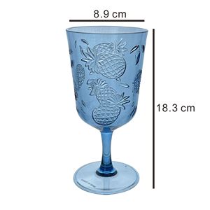 Tropical Pineapple Design Blue Color Plastic <b>Wine</b> Glass <b>Goblet</b> for Party - Product Image 2
