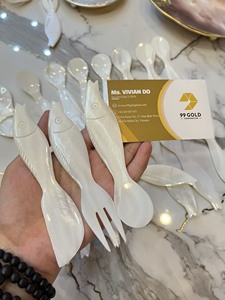 ช้อนมุกธรรมชาติ ช้อนเปลือกหอยมุก ช้อนมินิทำมือ ช้อนไข่มุกสำหรับร้านอาหารอาหารทะเล พร้อมโลโก้ - Product Image 4