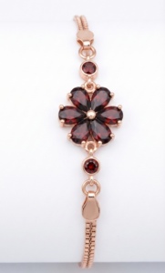 Romantic Flower Shape Silver Plated Bezel Setting Unisex <b>Bracelet</b> Jewelry Gift - Product Image 3