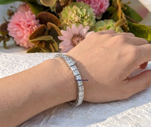 Bracelet Tennis Unisexe Hip Hop en Or Plaqué Or 14 carats avec Diamants de Laboratoire Carrés Maître-œuvre Taille Princesse 4*4 mm - Product Image 6