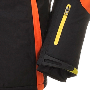 Chaqueta de Esquí Impermeable y Cortavientos Unisex Negra y Naranja con Capucha, Cierre de Cremallera, Material de Poliéster, Aislamiento de Lana - Product Image 3