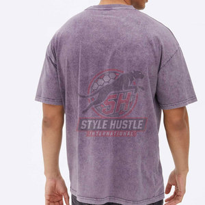 Camisetas de hombre con logo personalizado, de corte holgado, muy vendidas, con lavado ácido, último diseño, transpirables, 100% algodón, con lavado ácido. - Product Image 2
