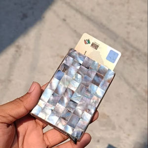 Porte-cartes de visite portable de luxe, religieux, avec incrustation de nacre, élégant, organiseur de nom et d'identité, portefeuille pour le bureau et les voyages - Product Image 1