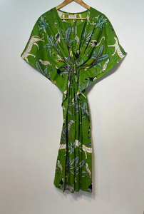 Vestido Kaftan Casual de Verano sin Mangas con Estampado Floral Tropical Digital, de Algodón, para Mujer, Islas del Pacífico Asiático - Product Image 5