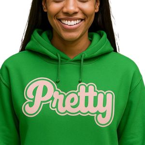 Sudadera con Capucha Verde con Estampado Gráfico Bonito, Sudadera de Felpa de Algodón con Letras Rosas, Sudadera con Capucha de Manga Larga, Top Informal de Moda para Mujer - Product Image 6