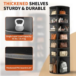 Étagère à chaussures rotative à 360 degrés à 7 niveaux en composite bois-plastique 60*60*184cm Noir - Product Image 2