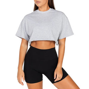 T-shirt court pour femme au design optimal, coupe ajustée, décontracté, pour le fitness, été, 100% coton, respirant, tissu écologique, vente en gros - Product Image 1