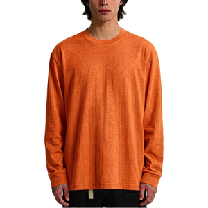 OEM ODM <b>Men's</b> Solid <b>Orange</b> Color Pure Cotton Anti Wrinkle Fabric <b>Shirts</b> Long Sleeved O neck Collar <b>Shirts</b> For <b>Men's</b> Casual Wear - Product Image 1