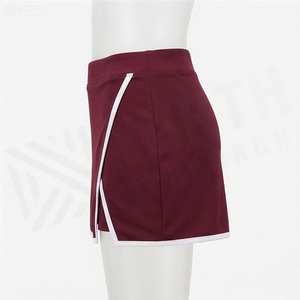 Jupe mini asymétrique pour femme, couleur unie, taille élastique, style sportif, respirante, en spandex et polyester, avec fente - Product Image 3