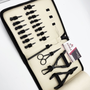 Matte Black Hair Extension Tool Kit Stainless Steel Small Clips with Loop and Scissor Hair Extension <b>Plier</b> With Private Label - Product Image 5