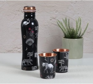 Ensemble de gobelets en cuivre de qualité supérieure avec motifs floraux imprimés, gobelets en cuivre faits à la main pour la maison, la cuisine et la salle à manger, gravés - Product Image 3