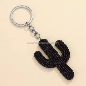 Handmade Beaded Cactus Headbands Assorted Colors Seed Bead Embroidery Boho Style American <b>Bag</b> <b>Charm</b> Quirky Fashion Pendant - Product Image 2