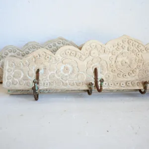 Vintage Wooden Floral Hand Carved Wall Hook <b>Hanger</b> Decorative Organizer for Towels Coats Keys <b>Scarves</b> Belts Farmhouse Home Decor - Product Image 2