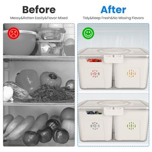 Set di 2 Contenitori Ermetici per Frutta a 4 Scomparti, 8 Organizzatori Rimovibili per Alimenti e Verdure - Product Image 5