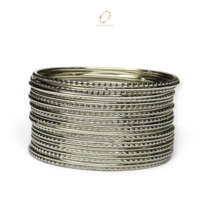 Versatile Fashion Stainless Steel Silver Plated Premium <b>Crystal</b> Bangles Set for Women Indian Wedding Trendy Jewelry Wholesale - Product Image 1