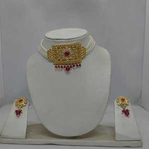 Exquisite Ruby Kundan Gold Plated Choker Necklace <b>Set</b> Elegant White Pearl Bead Strands Indian <b>Bridal</b> <b>Jewelry</b> <b>Set</b> for Women - Product Image 4