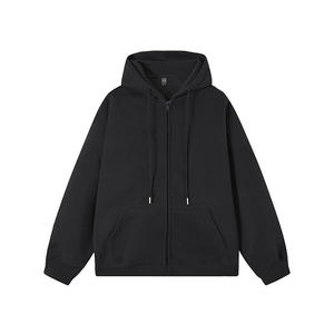 High Quality Oversized Cotton Zip <b>Hoodie</b> for Men Custom Puff Print Logo Double Zipper Heavyweight Fleece Hooded Collar - Product Image 5
