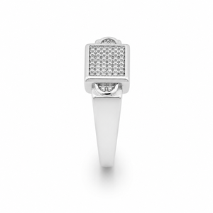 Anillo de Plata de Ley 925 con Micro Pavé Cuadrado de Circonita Cúbica para Hombre, Regalo para Boda o Fiesta, Acabado Pulido de Alto Brillo - Product Image 3