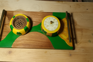 Brûleur à encens en bois de santal arabe en résine époxy artistique, fait à la main pour le parfum Bakhoor, célébrations religieuses du Ramadan et de l'Aïd - Product Image 5