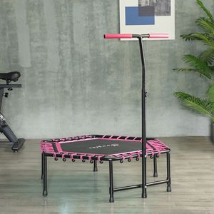 Quiet 45\" Bungee <b>Rebounder</b> Trampoline for Adults with LED Lights and Adjustable Pink Handle - Product Image 1