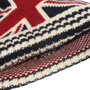 Unisex Knitted Beanie Hat With Pom-Pom American And British Flag Design 100 Acrylic <b>Winter</b> <b>Cap</b> For Adults 56-58CM - Product Image 2